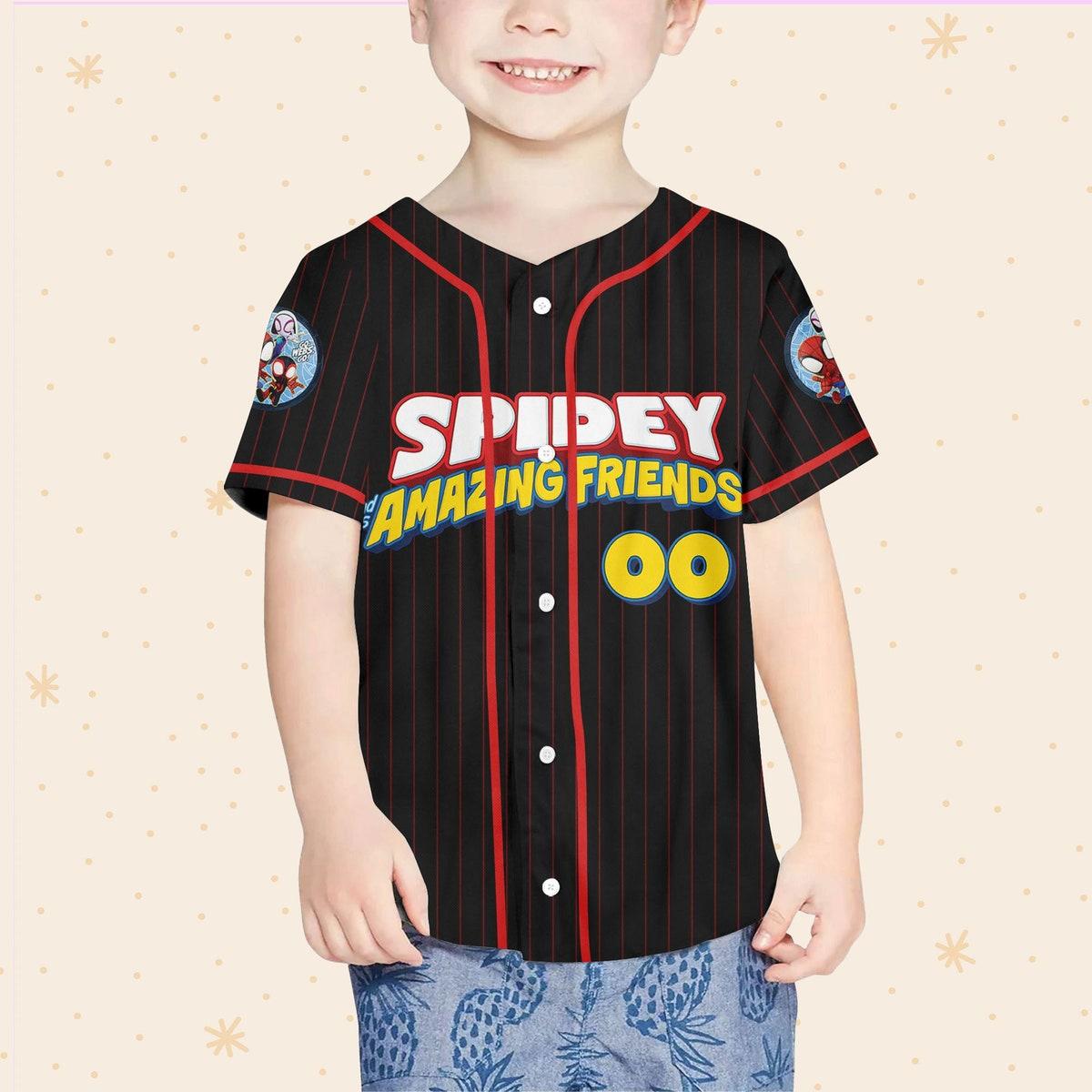 Mckenzieshoponline Spidey And His Amazing Friends Funny Black Red Personalized Baseball Jersey For Fans - Image 5