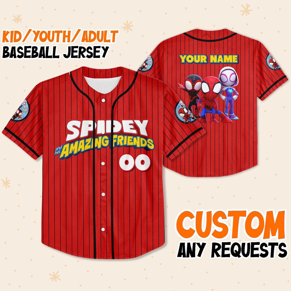 Mckenzieshoponline Spidey And His Amazing Friends Funny Spider Verse Personalized Baseball Jersey For Fans