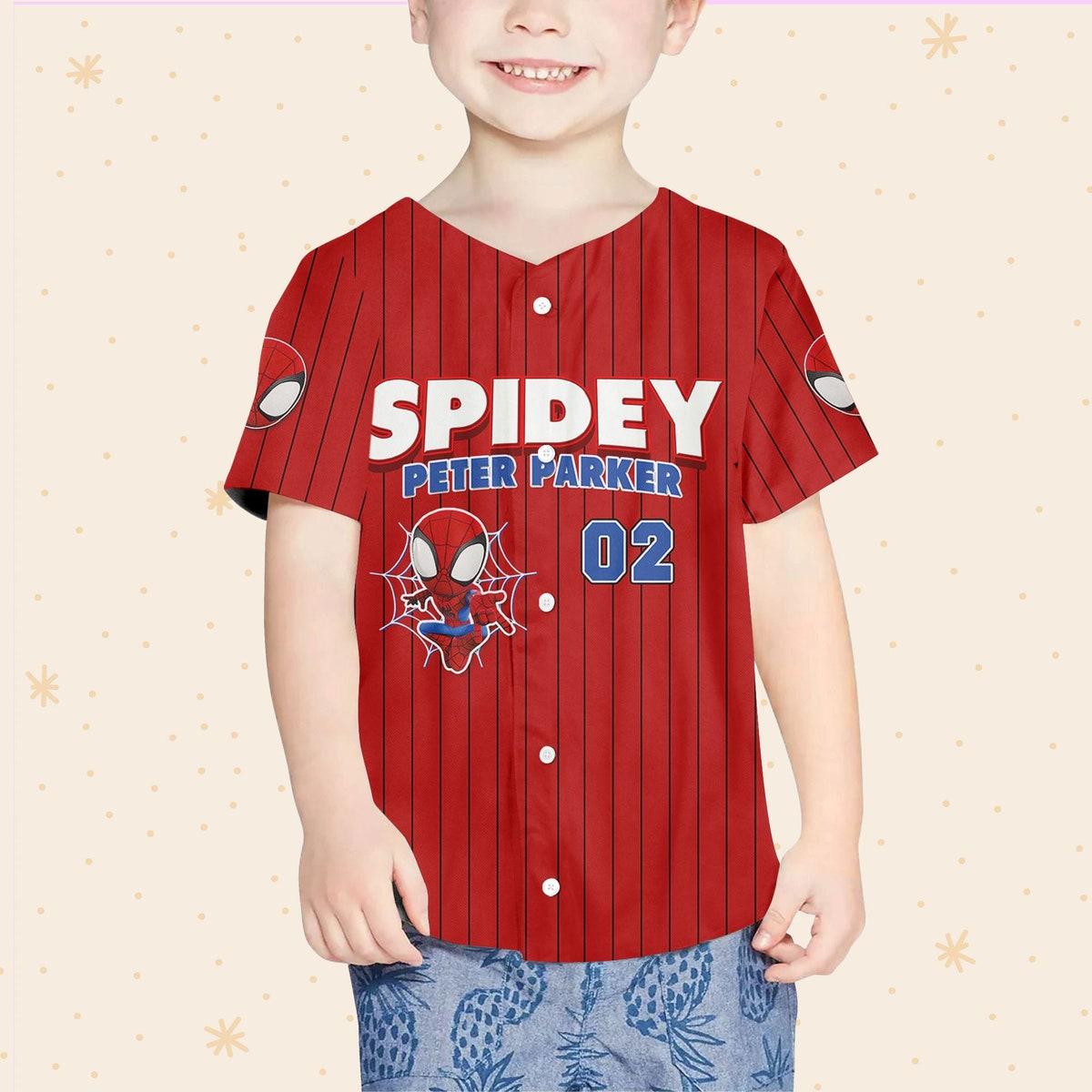 Mckenzieshoponline Spidey Peter Parker Red Black Spider Verse Personalized Baseball Jersey For Fans - Image 5