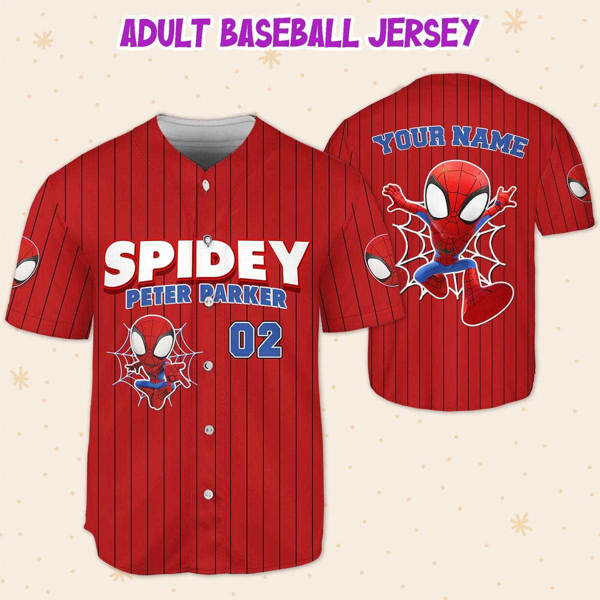 Mckenzieshoponline Spidey Peter Parker Red Black Spider Verse Personalized Baseball Jersey For Fans - Image 6