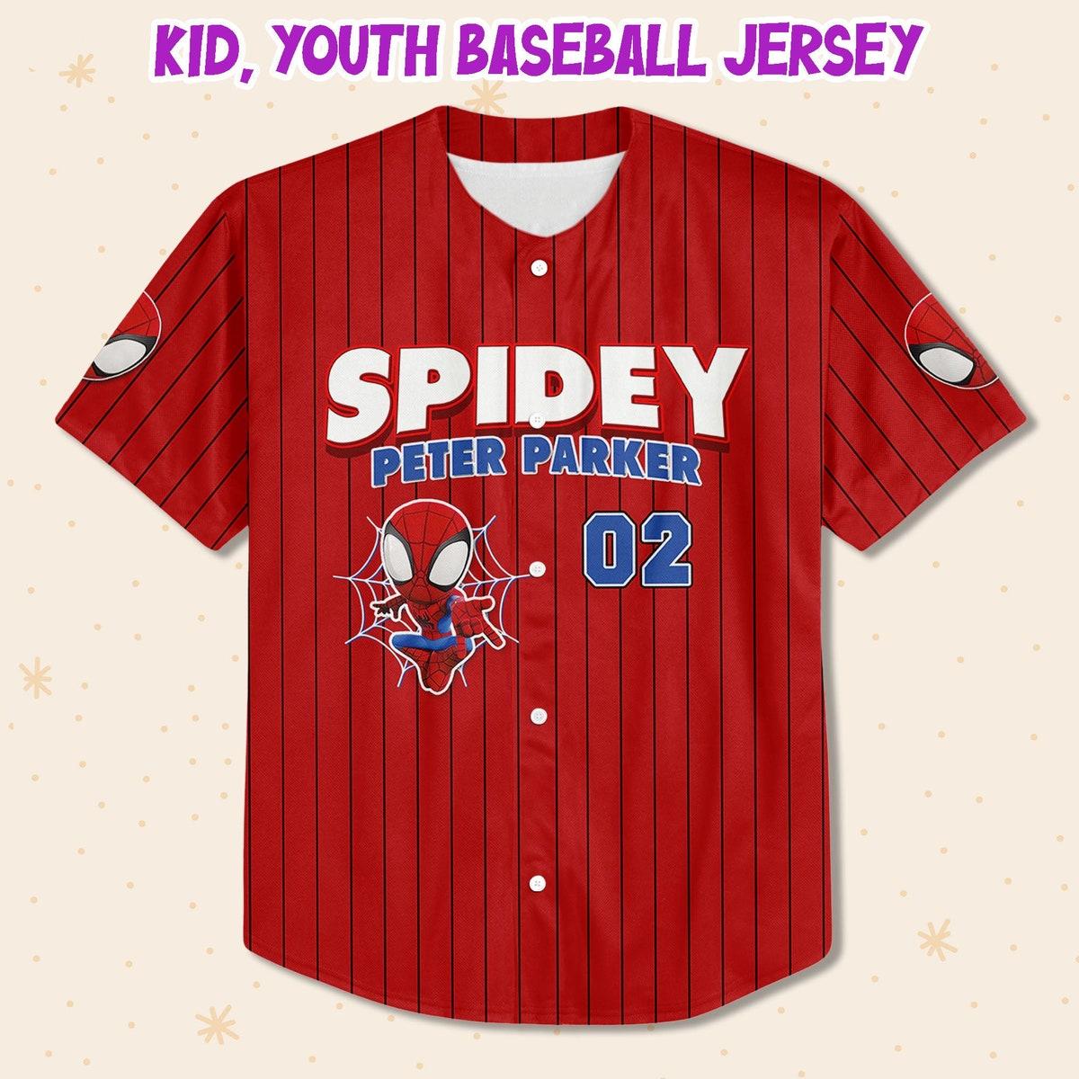 Mckenzieshoponline Spidey Peter Parker Red Black Spider Verse Personalized Baseball Jersey For Fans - Image 3