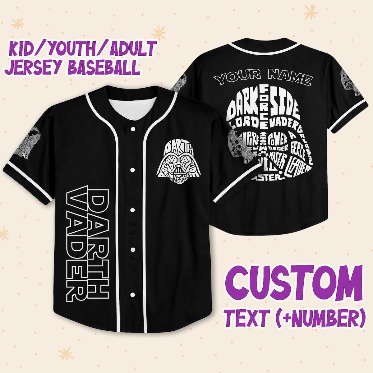 Mckenzieshoponline Star Wars Typo Darth Vader Style Black And White Personalized Baseball Jersey For Fans