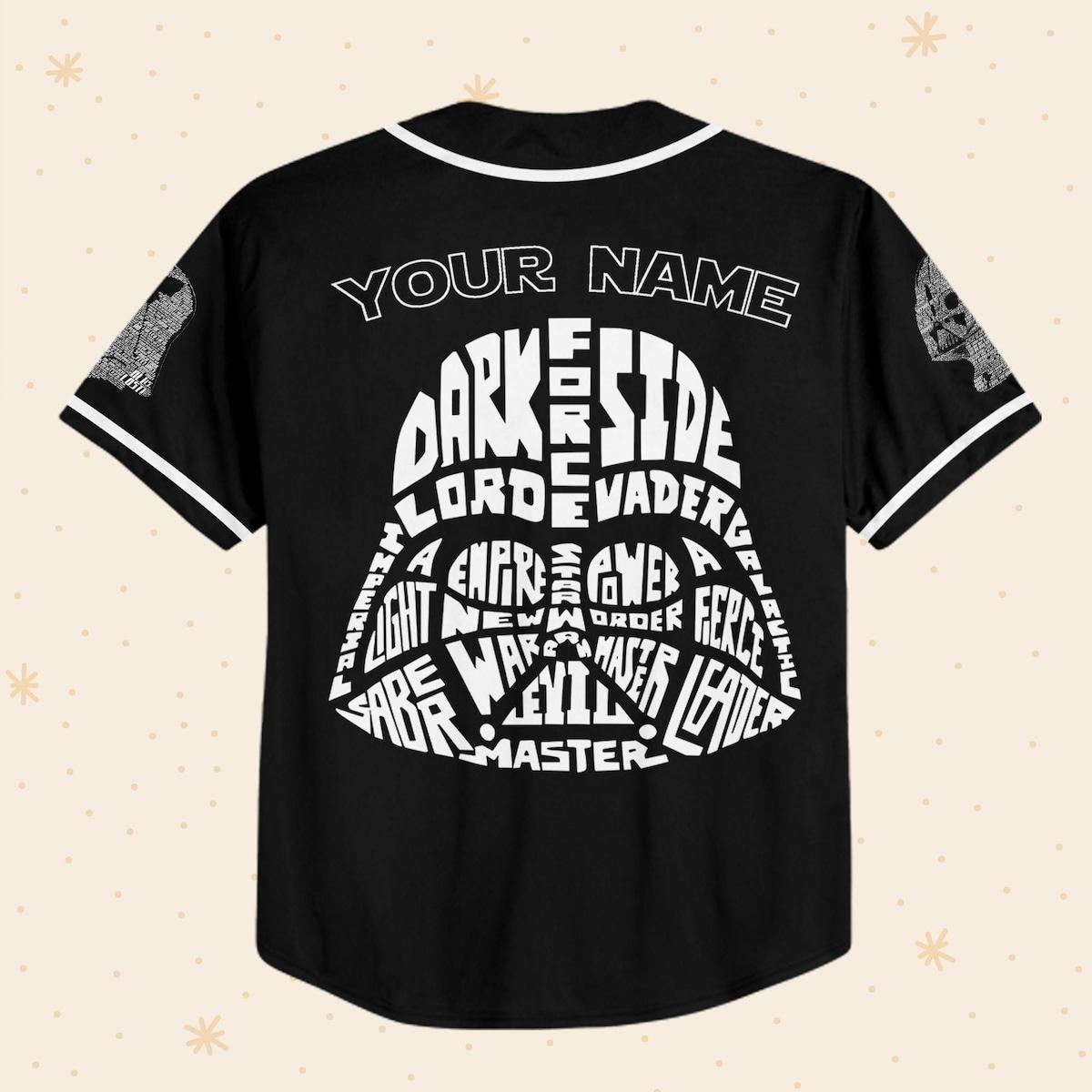 Mckenzieshoponline Star Wars Typo Darth Vader Style Black And White Personalized Baseball Jersey For Fans - Image 4