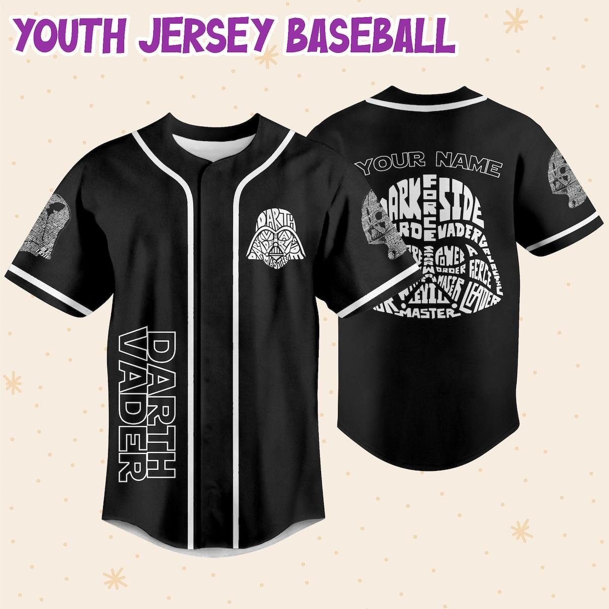 Mckenzieshoponline Star Wars Typo Darth Vader Style Black And White Personalized Baseball Jersey For Fans - Image 6