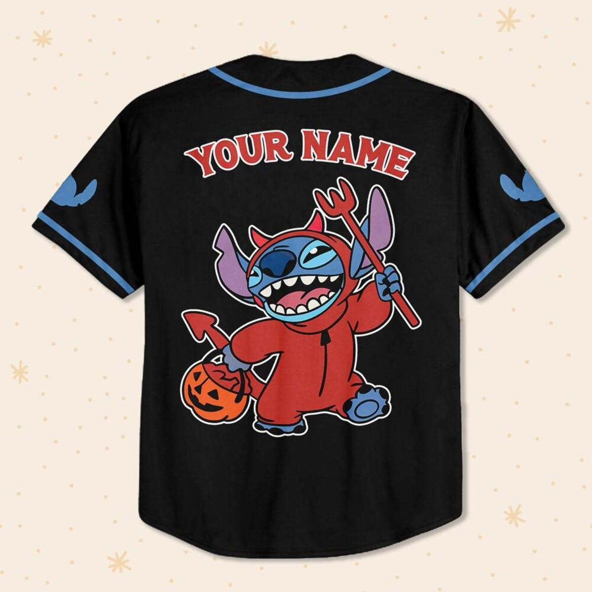 Mckenzieshoponline Stitch Devil Halloween Magic Kingdom Disneyland Personalized Baseball Jersey For Fans - Image 4