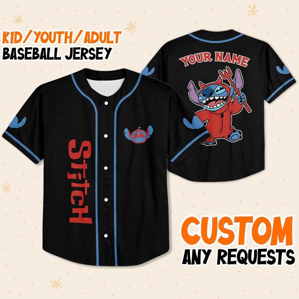 Mckenzieshoponline Stitch Devil Halloween Magic Kingdom Disneyland Personalized Baseball Jersey For Fans - Image 2