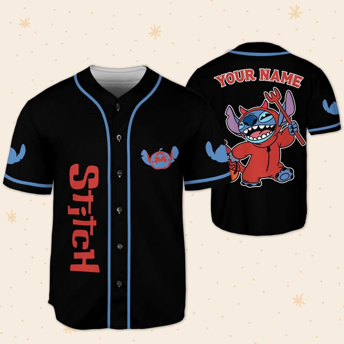 Mckenzieshoponline Stitch Devil Halloween Magic Kingdom Disneyland Personalized Baseball Jersey For Fans - Image 6