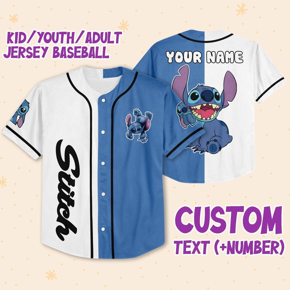 Mckenzieshoponline Stitch White Blue Disney Personalized Baseball Jersey For Fans - Image 2