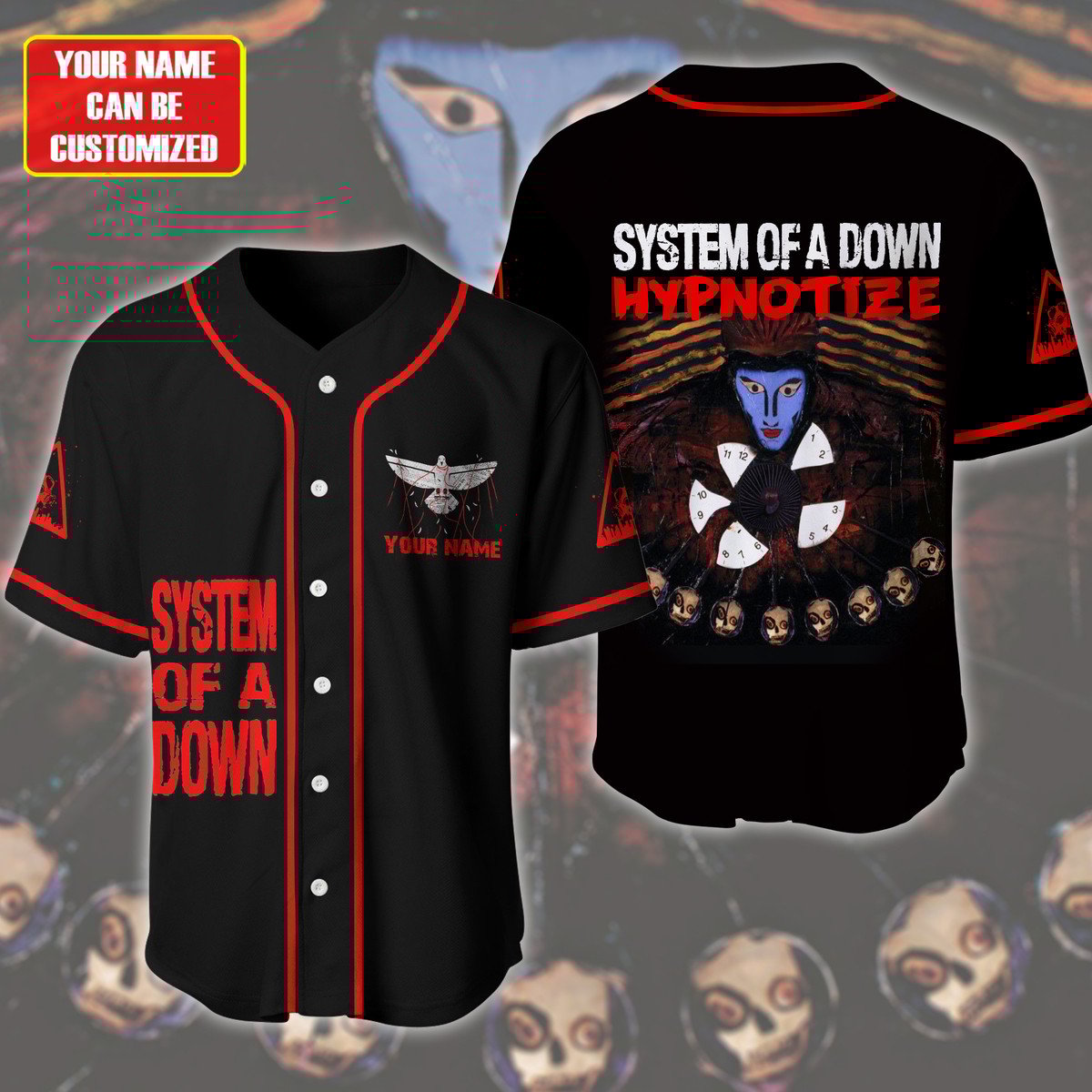 Jerseytrend System of a Down Band Hypnotize Personalized Baseball Jersey For Fans