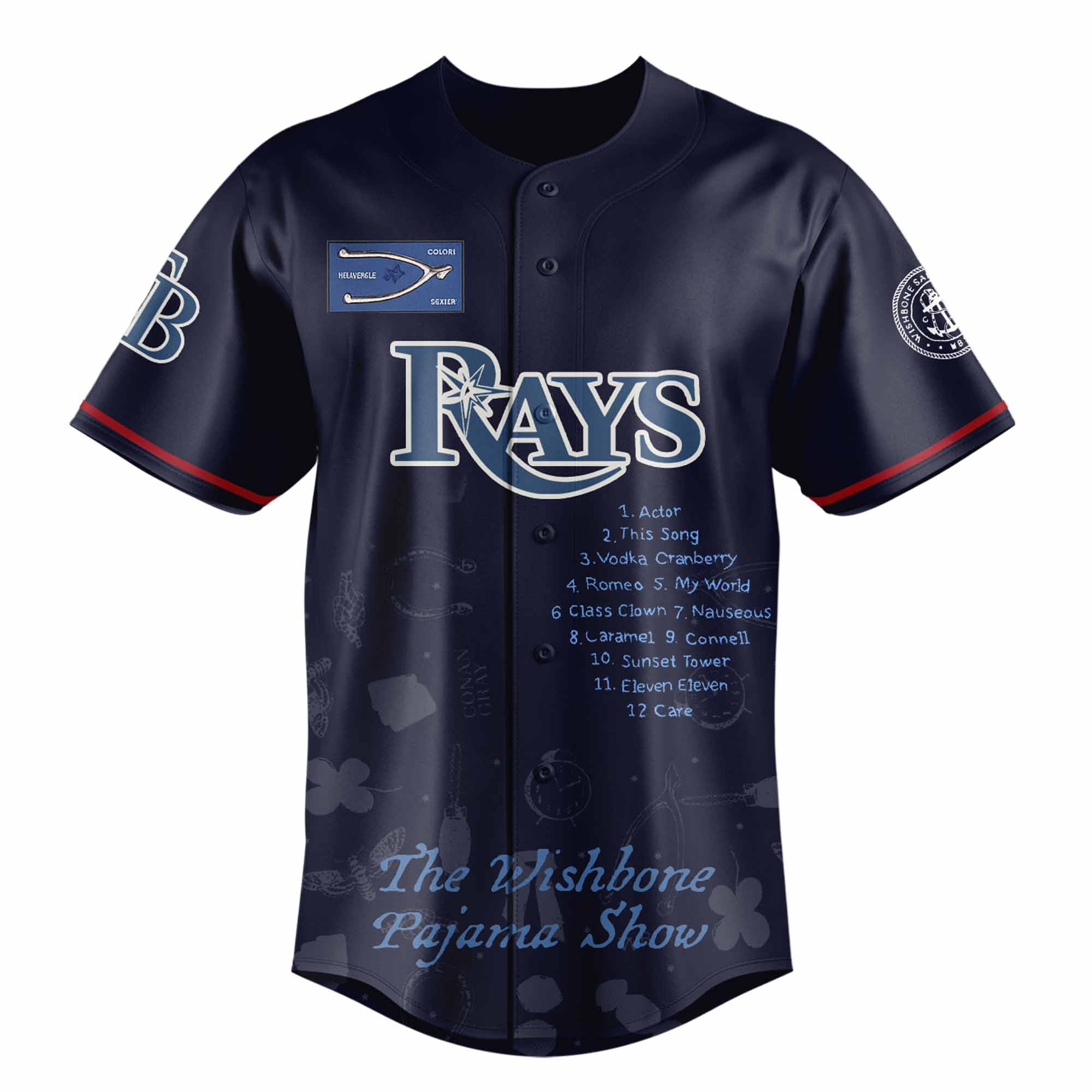 Jerseytrend Tampa Bay Rays MLB x The Wishbone Pajama Show Personalized Baseball Jersey For Fans - Image 2
