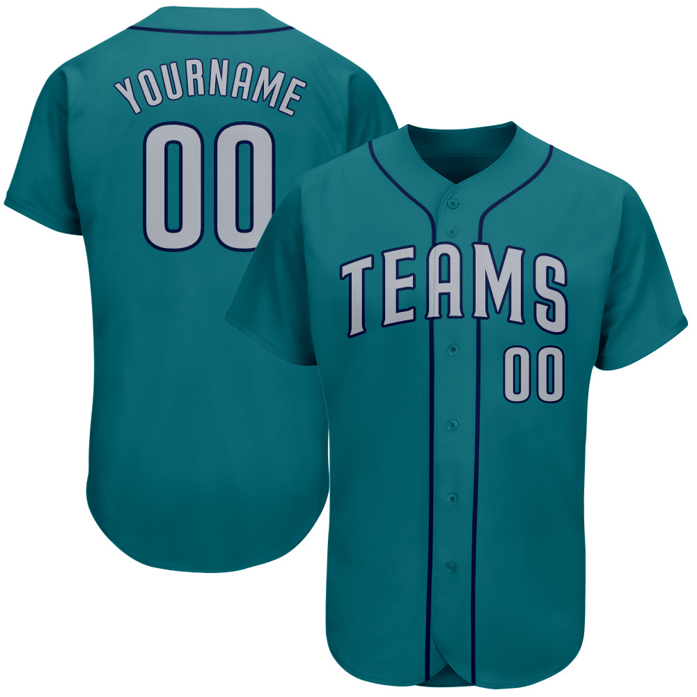 Mckenzieshoponline Teal Gray Navy Personalized Baseball Jersey For Fans