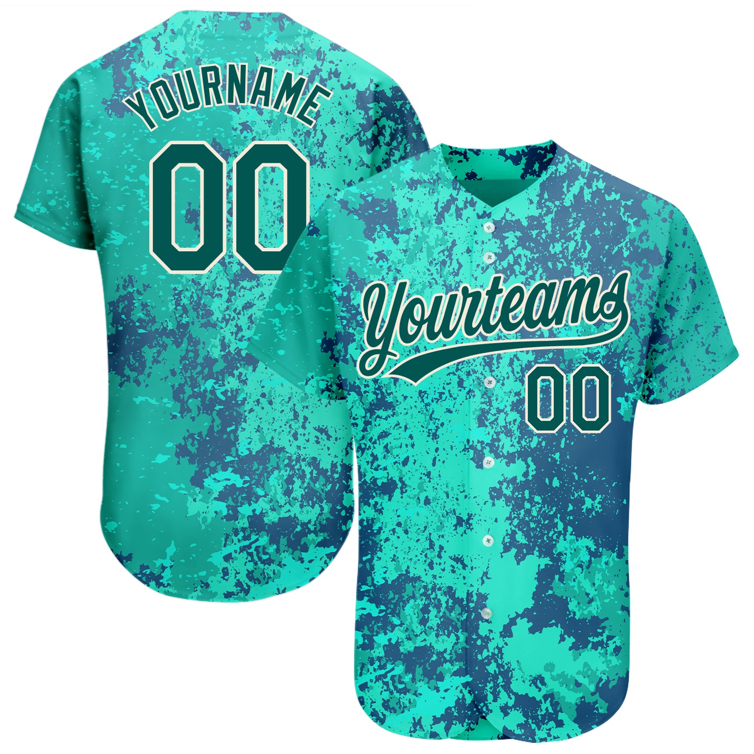 Mckenzieshoponline Teal Midnight Green Cream 3D Pattern Design Personalized Baseball Jersey For Fans