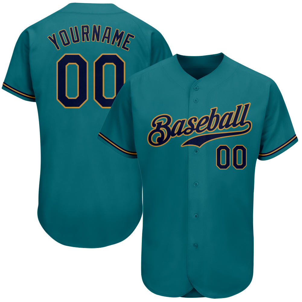 Mckenzieshoponline Teal Navy Old Gold Personalized Baseball Jersey For Fans