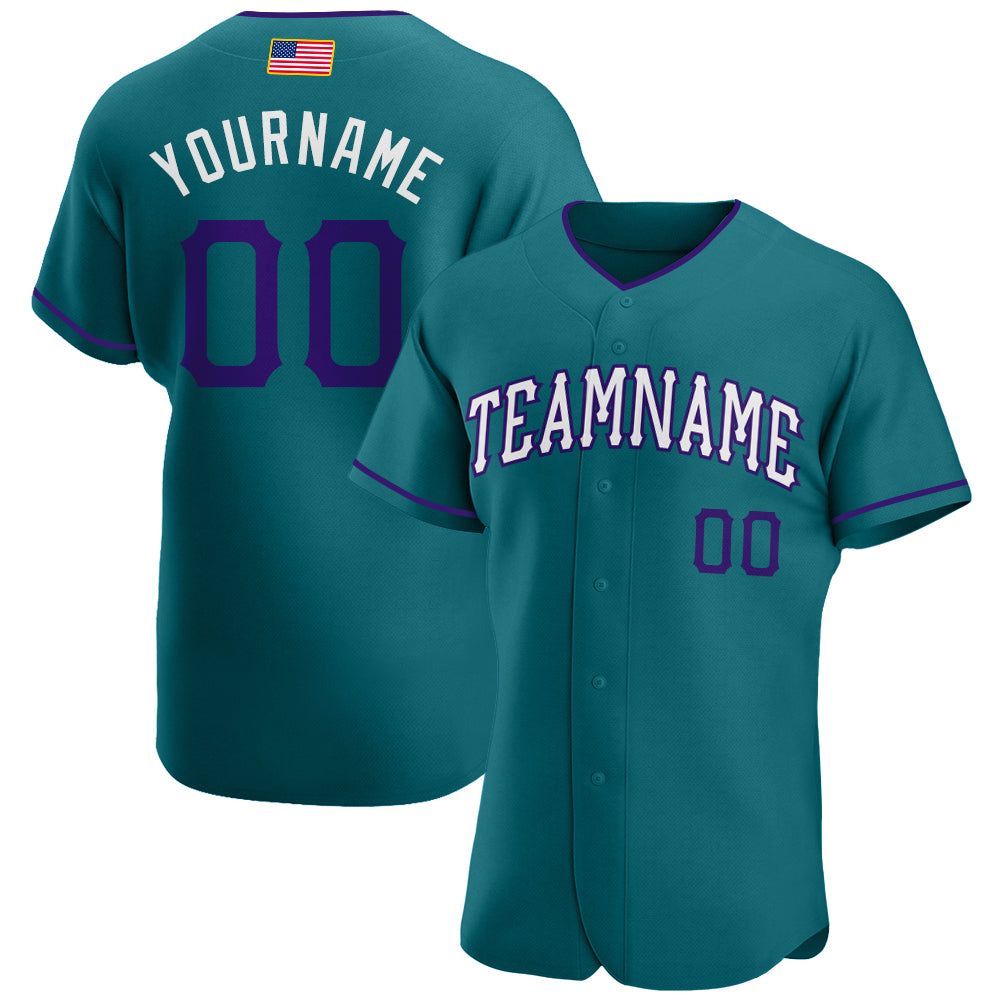 Mckenzieshoponline Teal Purple White American Flag Fashion Personalized Baseball Jersey For Fans