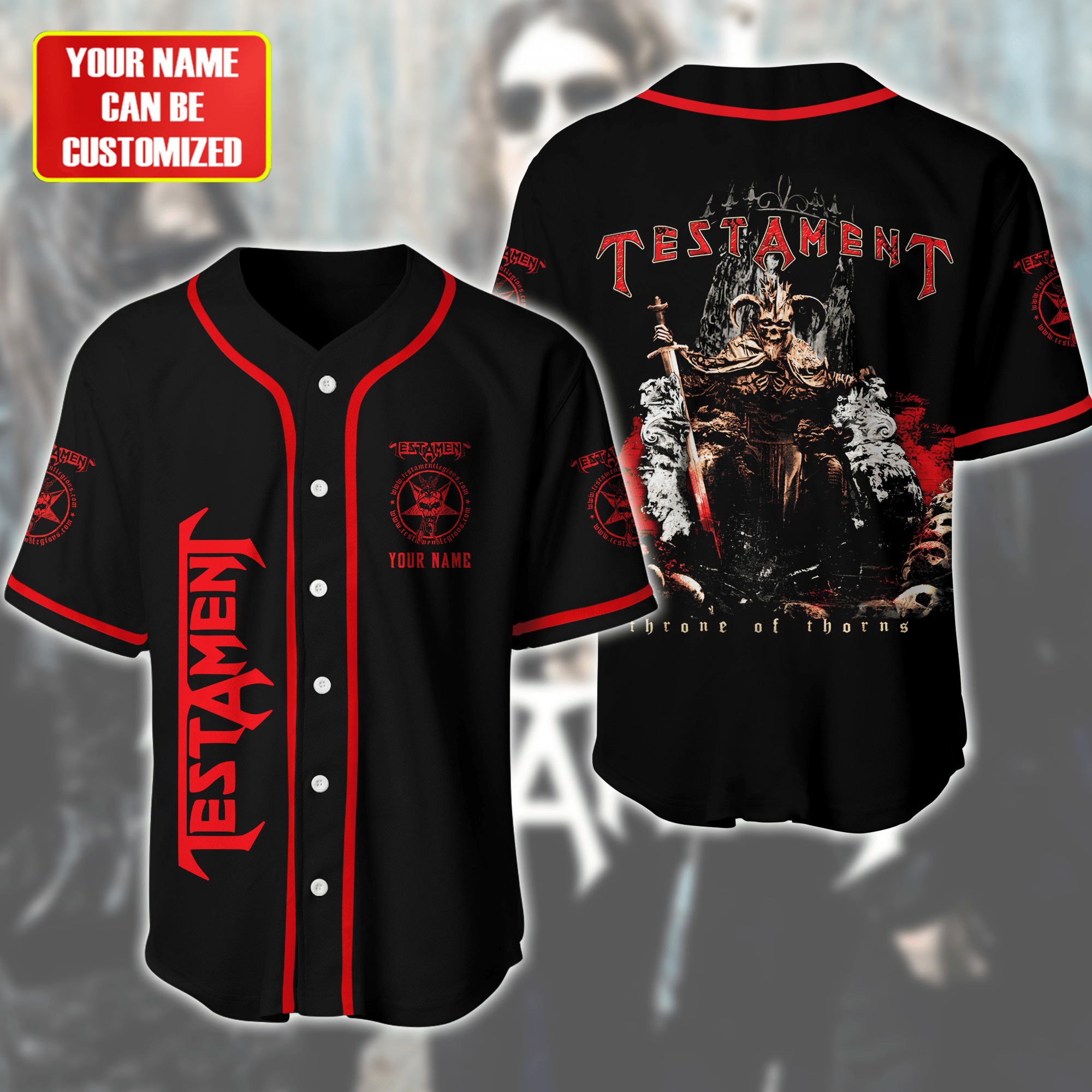 Jerseytrend Testament Throne of Thorns Personalized Baseball Jersey For Fans