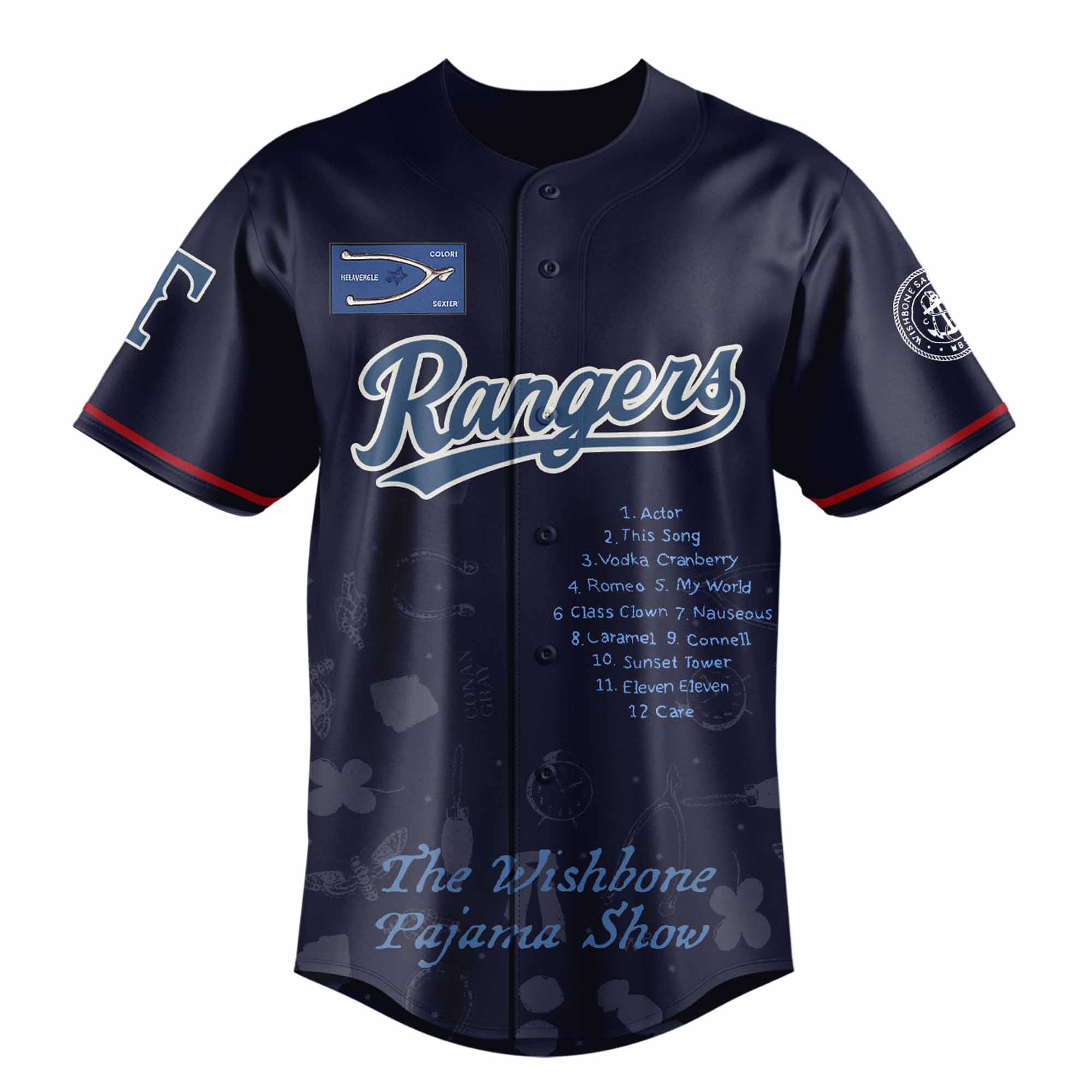 Jerseytrend Texas Rangers MLB x The Wishbone Pajama Show Personalized Baseball Jersey For Fans - Image 2