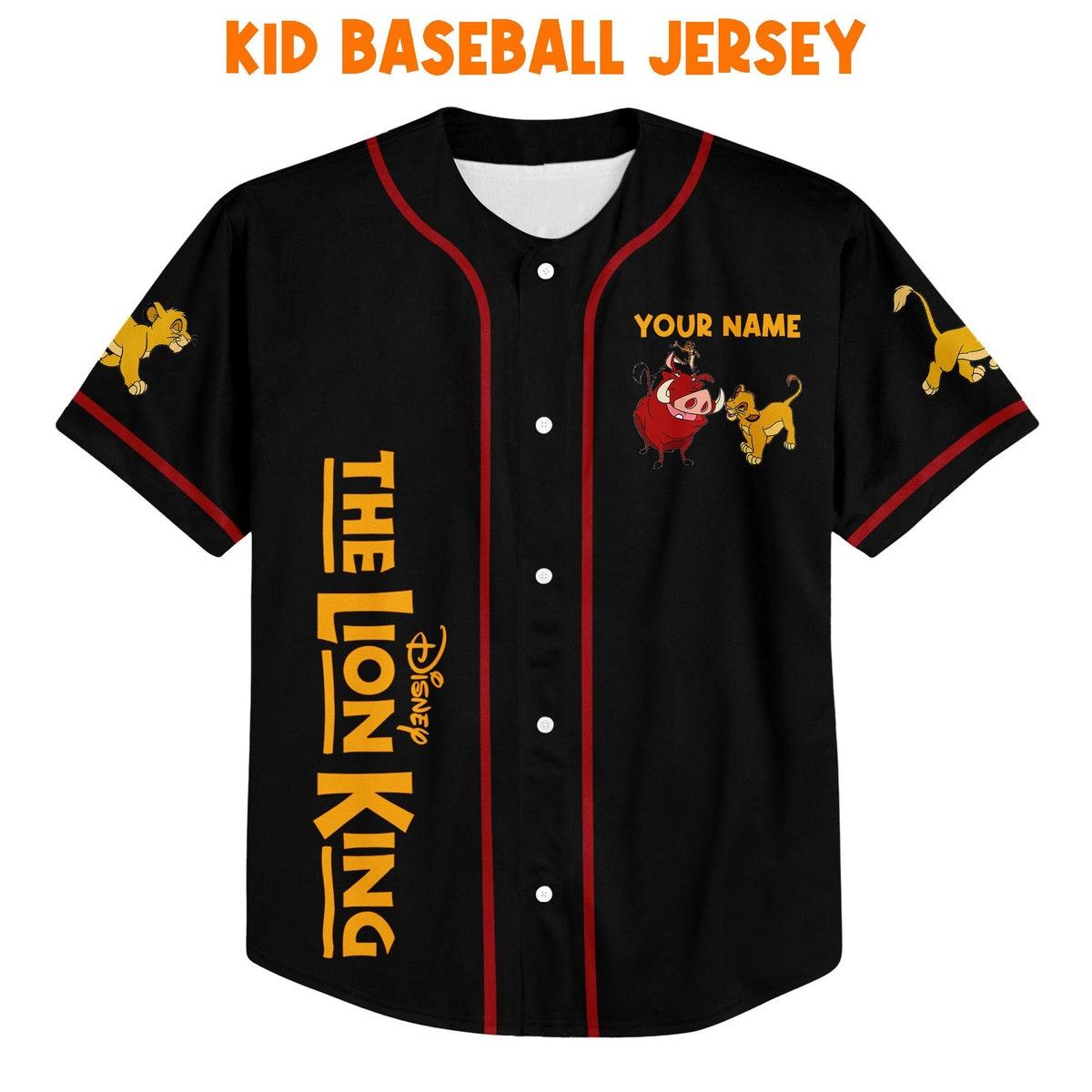 Mckenzieshoponline The Lion King Baby Simba Timon Pumbaa Black Personalized Baseball Jersey For Fans - Image 3