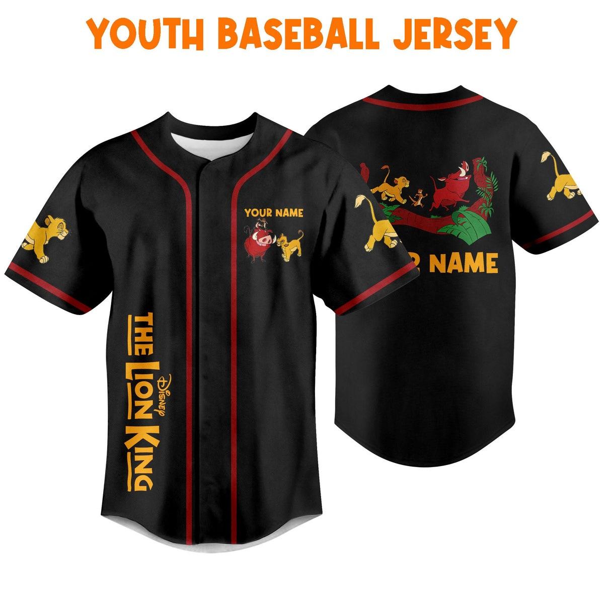 Mckenzieshoponline The Lion King Baby Simba Timon Pumbaa Black Personalized Baseball Jersey For Fans - Image 6