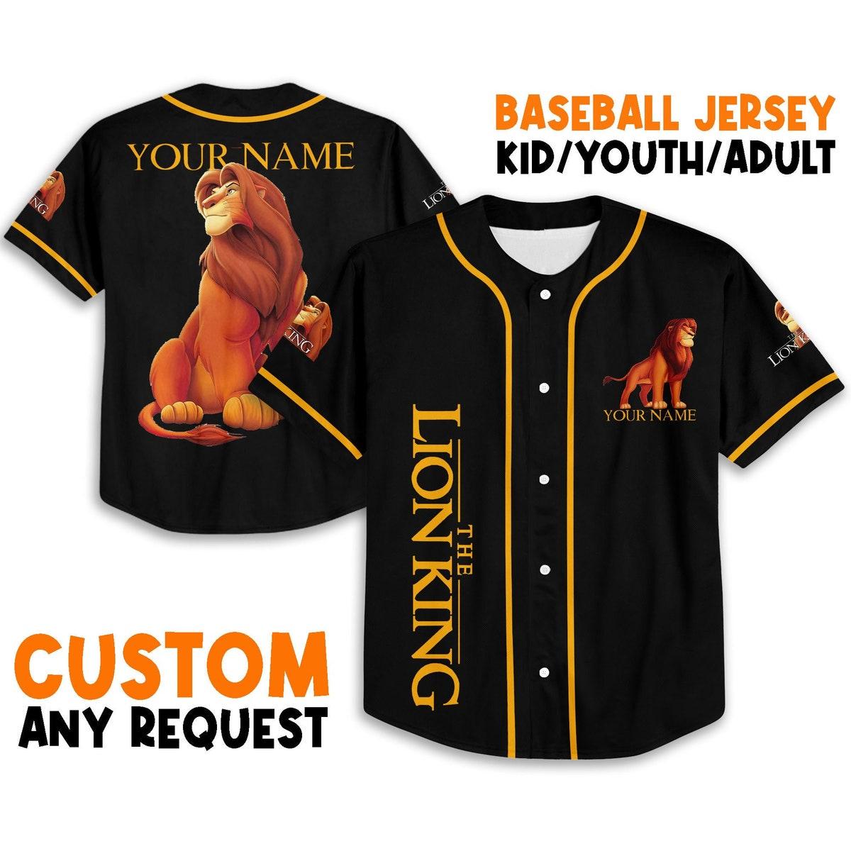 Mckenzieshoponline The Lion King Black Color Disney Personalized Baseball Jersey For Fans