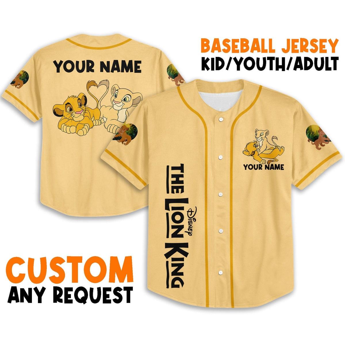 Mckenzieshoponline The Lion King Couple Baby Simba Nala Disney Personalized Baseball Jersey For Fans - Image 2