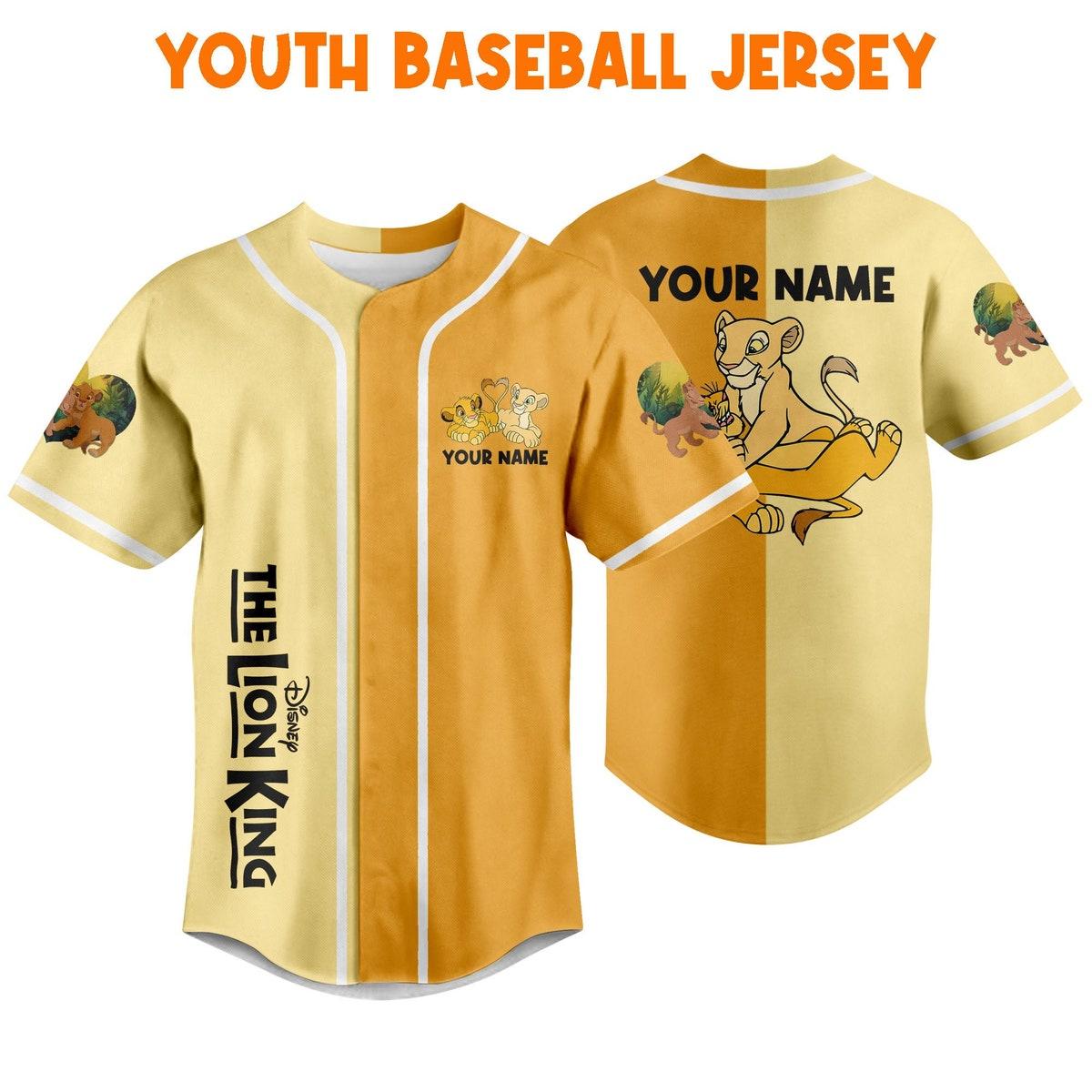 Mckenzieshoponline The Lion King Couple Baby Simba Nala Half And Half Personalized Baseball Jersey For Fans - Image 6