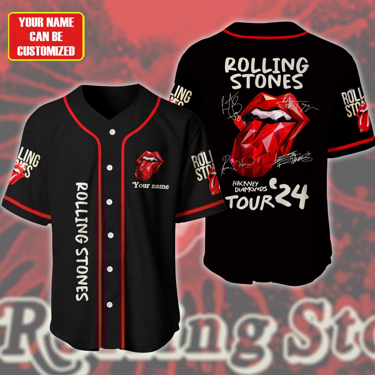 Jerseytrend The Rolling Stones Hackney Diamon Tour Personalized Baseball Jersey For Fans