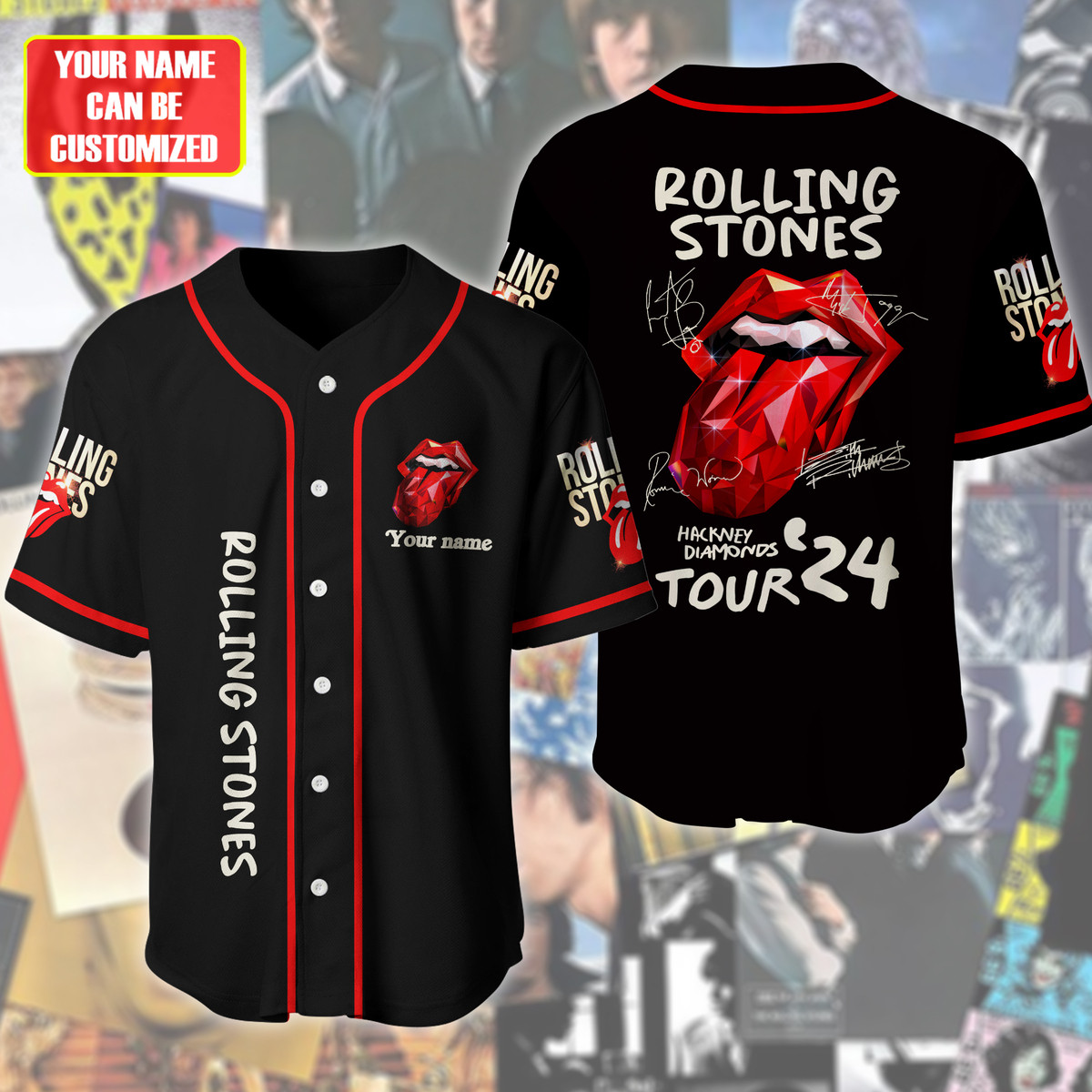 Jerseytrend The Rolling Stones Hackney Diamon Tour Personalized Baseball Jersey For Fans - Image 2