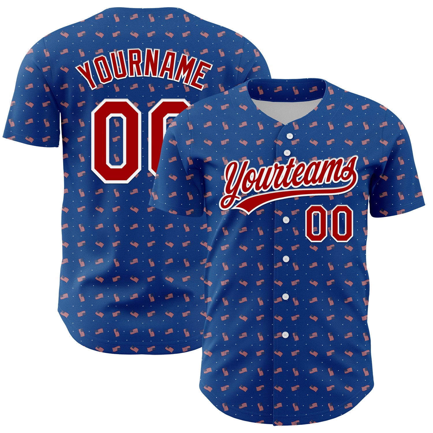 Mckenzieshoponline Thunder Blue Red White 3D American Flag Personalized Baseball Jersey For Fans