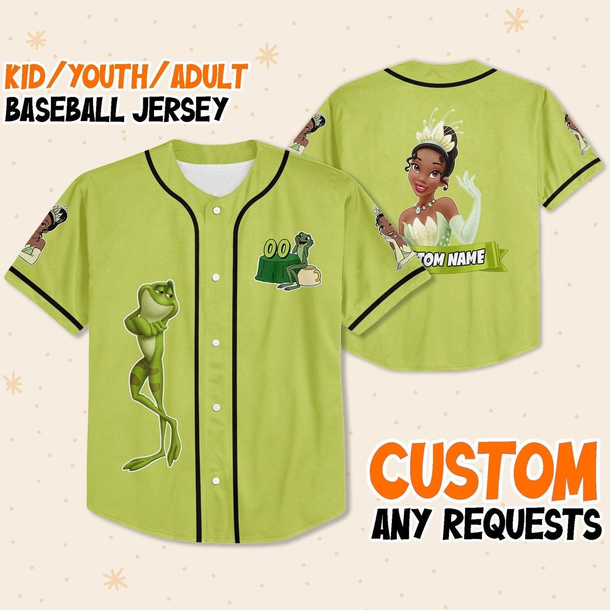 Mckenzieshoponline Tiana Green Black Adult Disney Personalized Baseball Jersey For Fans