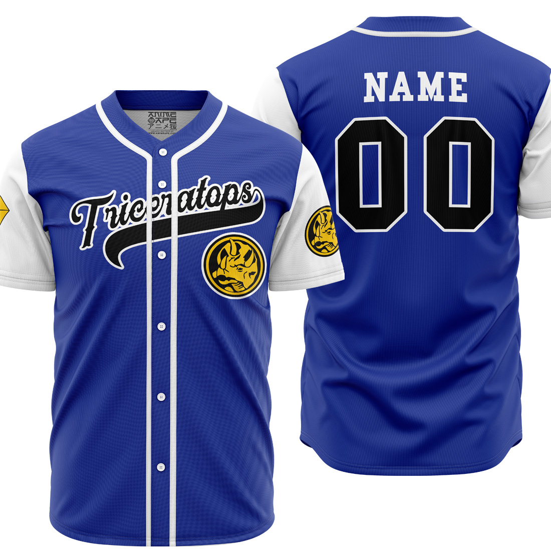 Mckenzieshoponline Triceratops Blue Power Rangers Personalized Baseball Jersey For Fans
