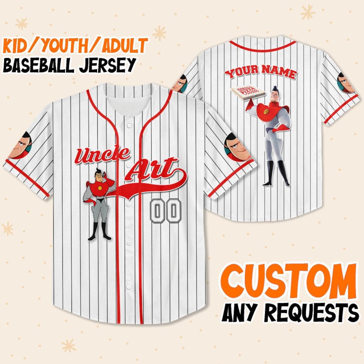Mckenzieshoponline Uncle Art Robinson White Meet The Robinsons Personalized Baseball Jersey For Fans