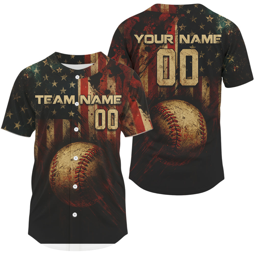 Mckenzieshoponline US Flag Patriotic Personalized Baseball Jersey For Fans