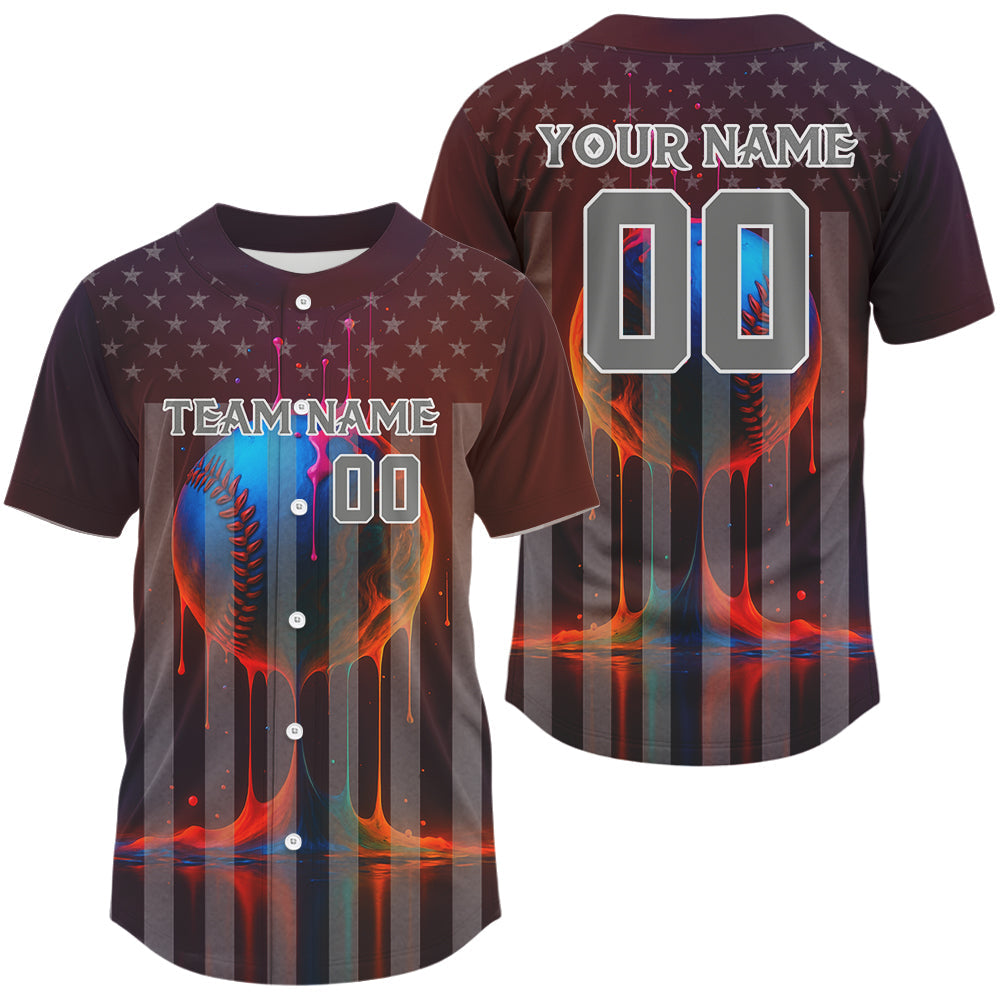 Mckenzieshoponline US Flag Patriotic Personalized Baseball Jersey For Fans