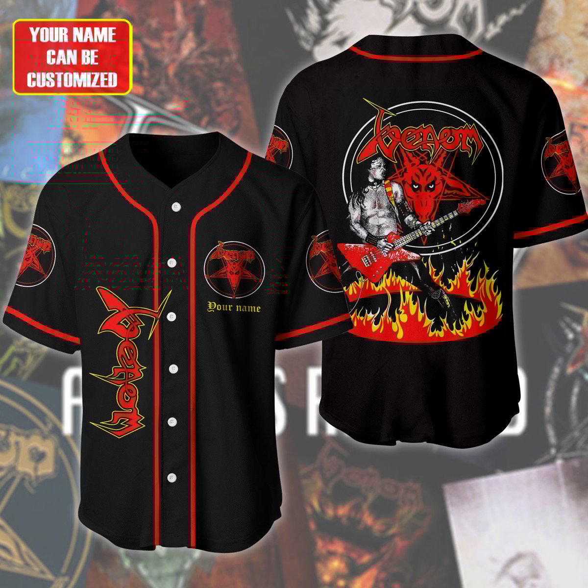Jerseytrend Venom Band Cronos In Flames Personalized Baseball Jersey For Fans