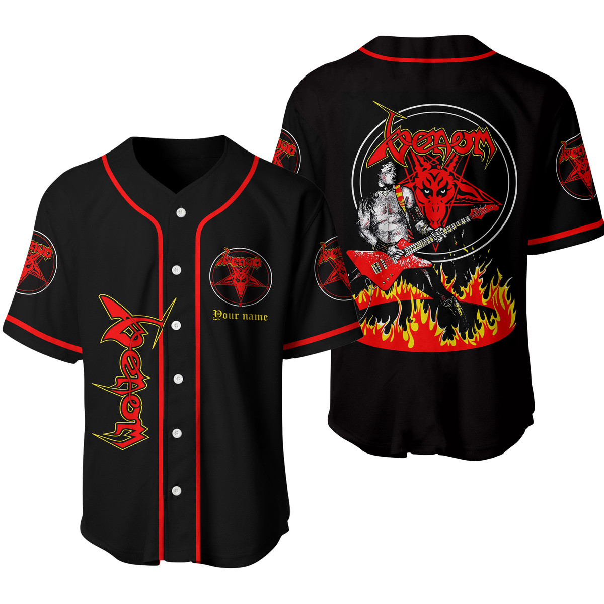 Jerseytrend Venom Band Cronos In Flames Personalized Baseball Jersey For Fans - Image 3