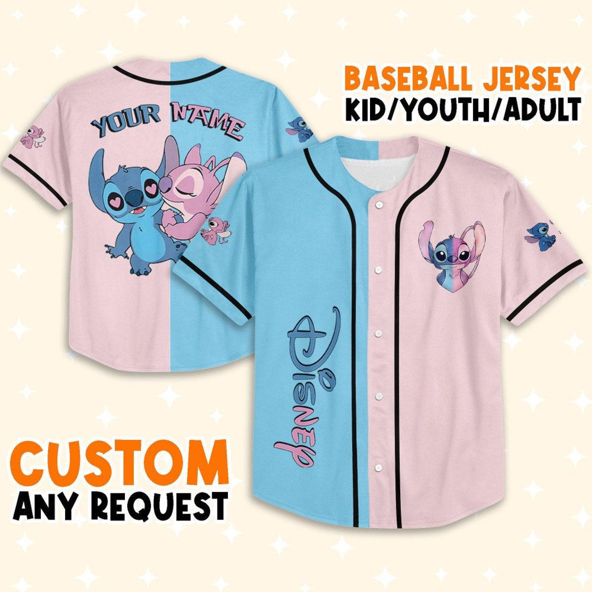 Mckenzieshoponline Vintage Disney Stitch And Angel Personalized Baseball Jersey For Fans - Image 2