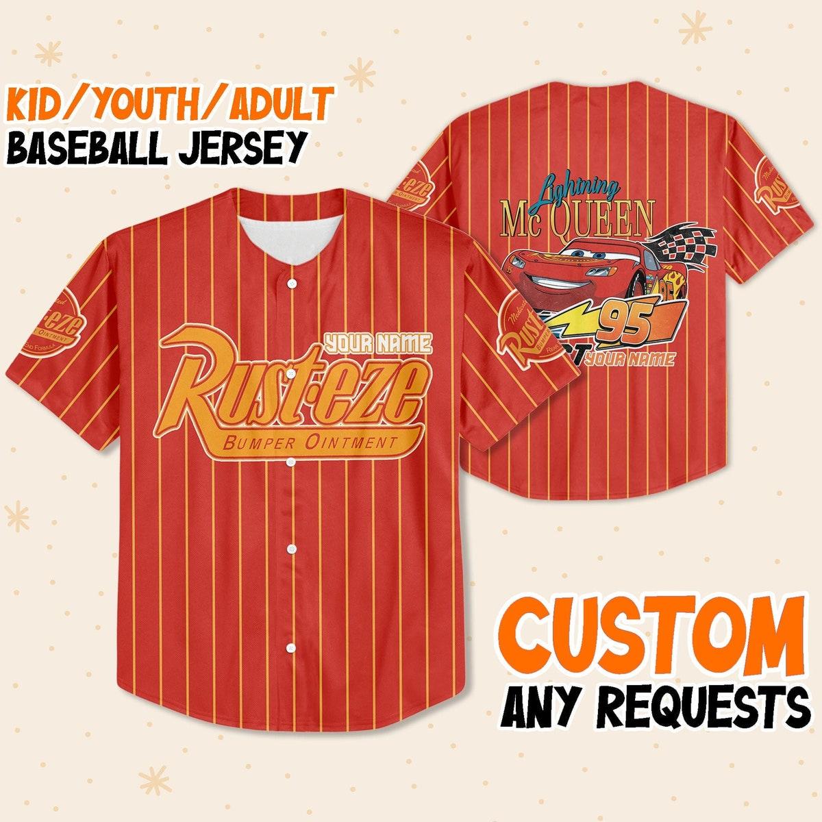 Mckenzieshoponline Vintage Lightning Mcqueen Pixar Cars Movie Personalized Baseball Jersey For Fans - Image 2