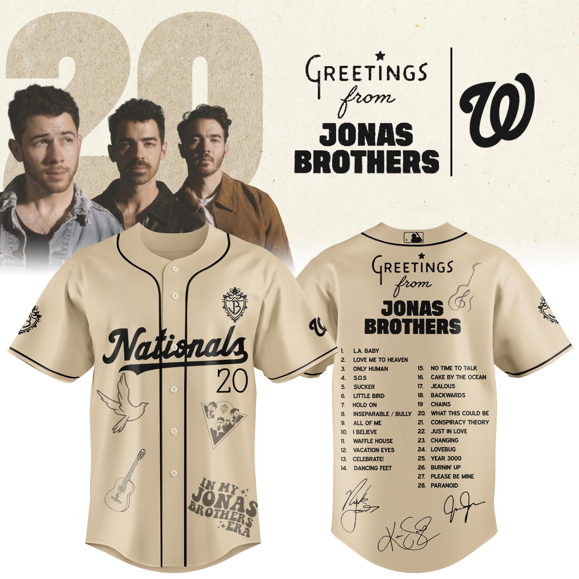 Jerseytrend Washington Nationals MLB x Greetings From Jonas Brothers Personalized Baseball Jersey For Fans
