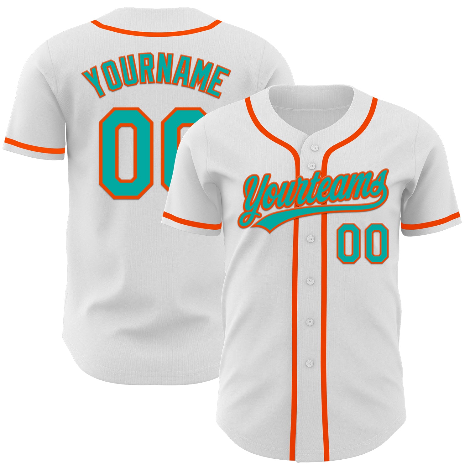 Mckenzieshoponline White Aqua Orange Personalized Baseball Jersey For Fans
