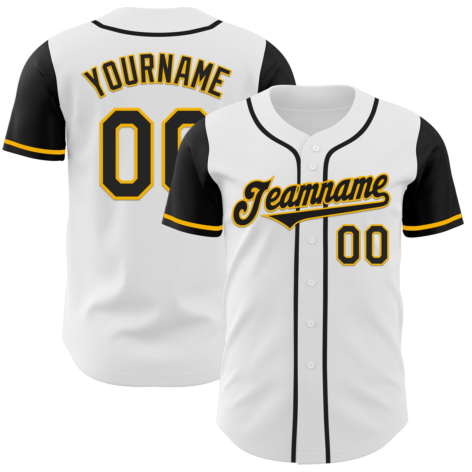 Mckenzieshoponline White Black Gold Two Tone Personalized Baseball Jersey For Fans