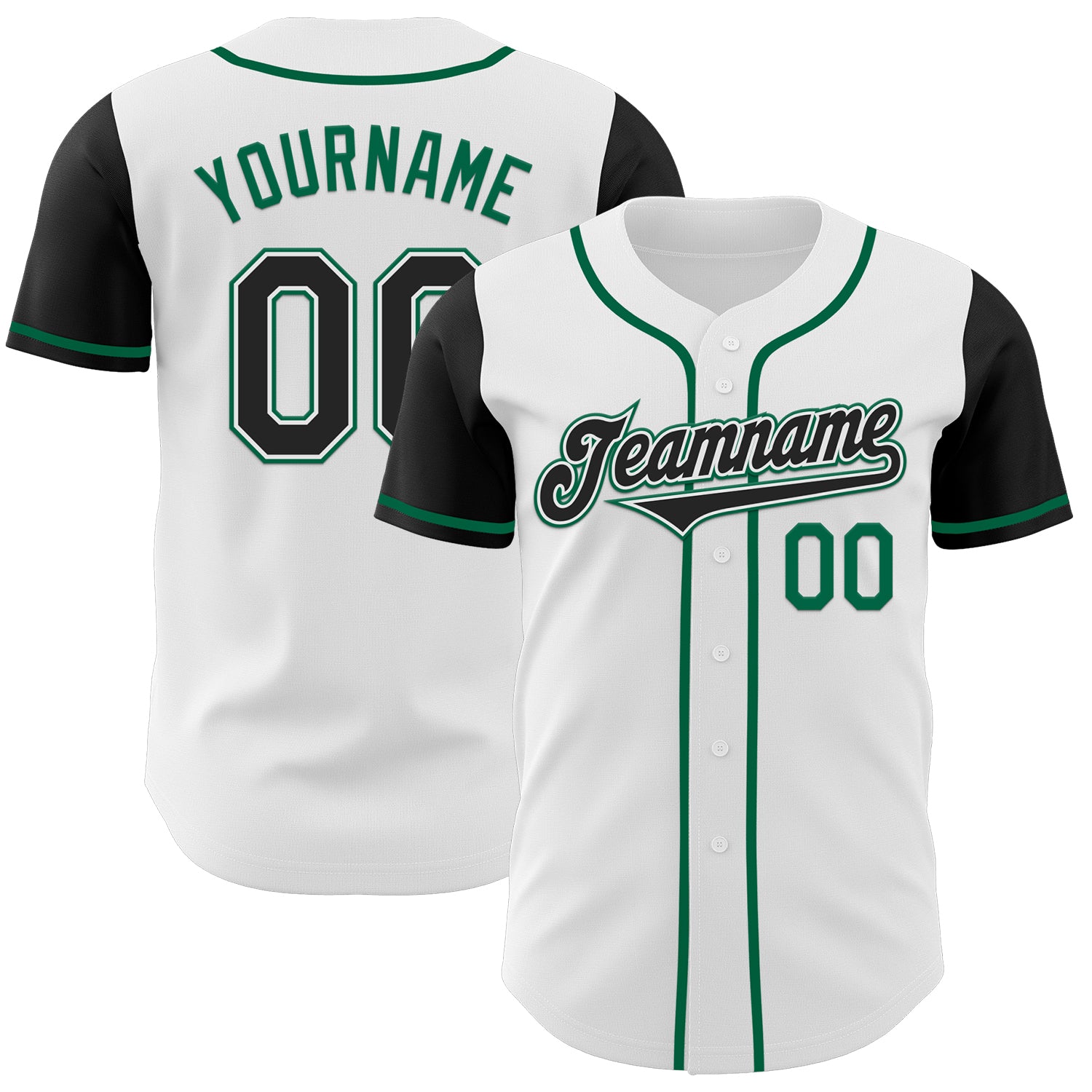 Mckenzieshoponline White Black Kelly Green Two Tone Personalized Baseball Jersey For Fans