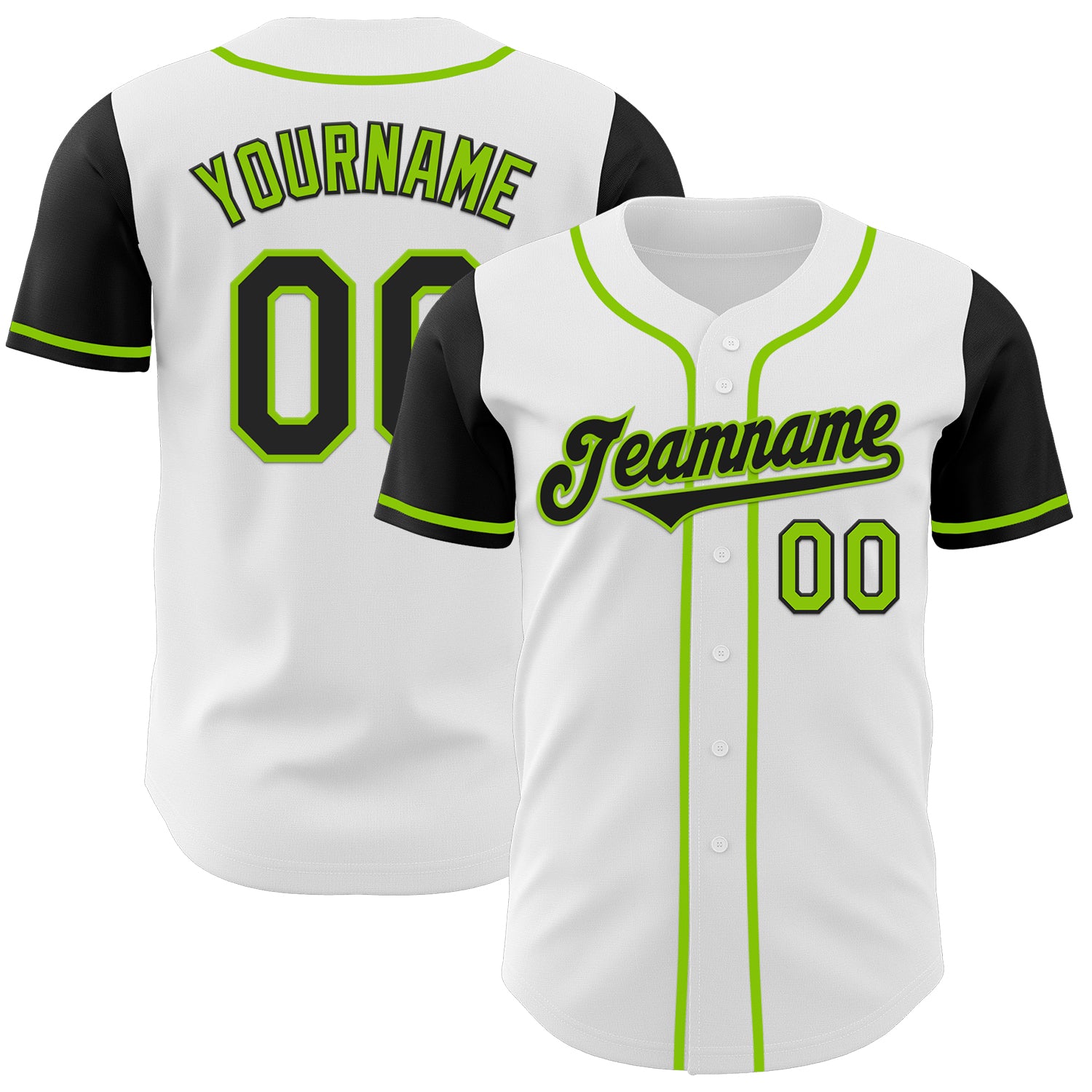 Mckenzieshoponline White Black Neon Green Two Tone Personalized Baseball Jersey For Fans