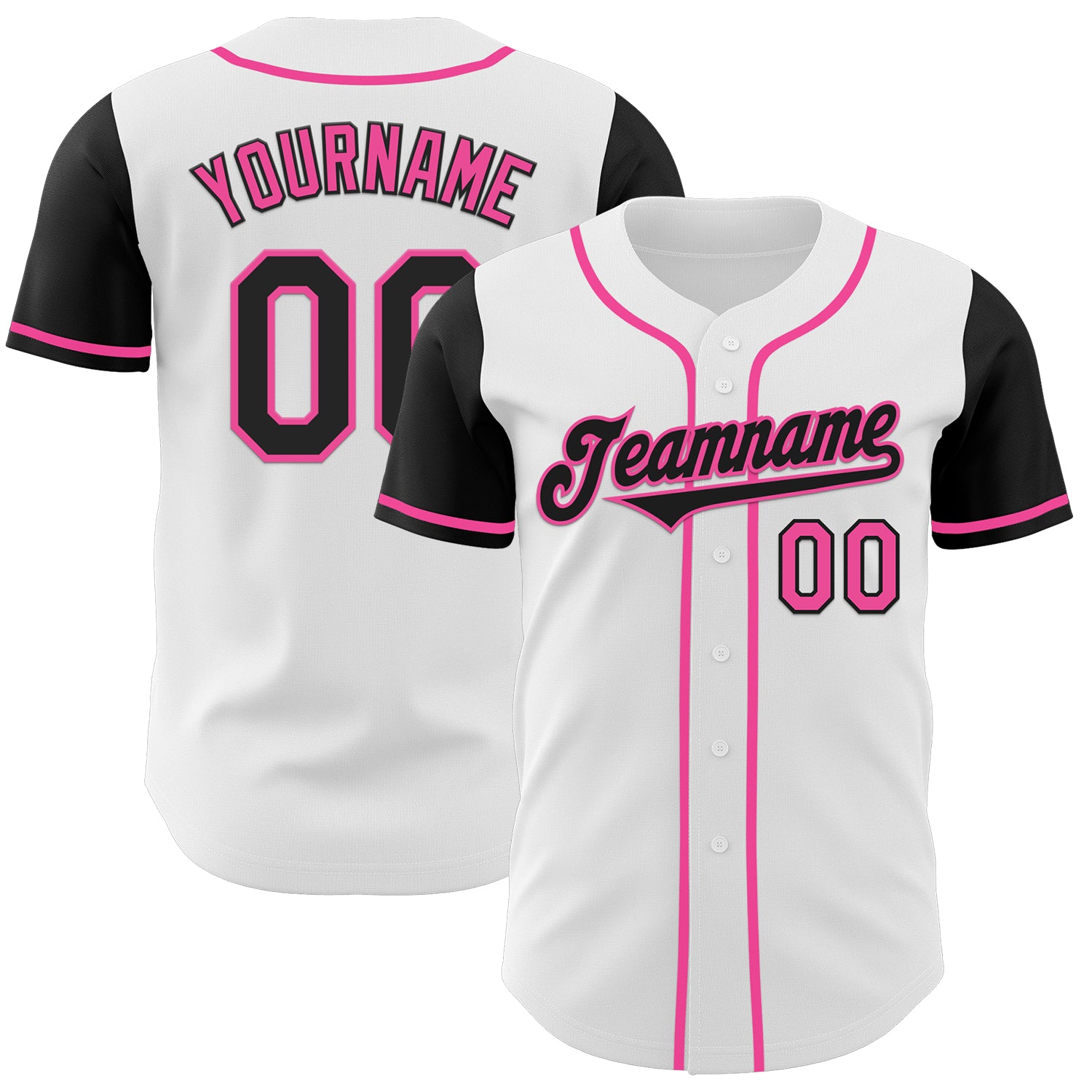 Mckenzieshoponline White Black Pink Two Tone Personalized Baseball Jersey For Fans