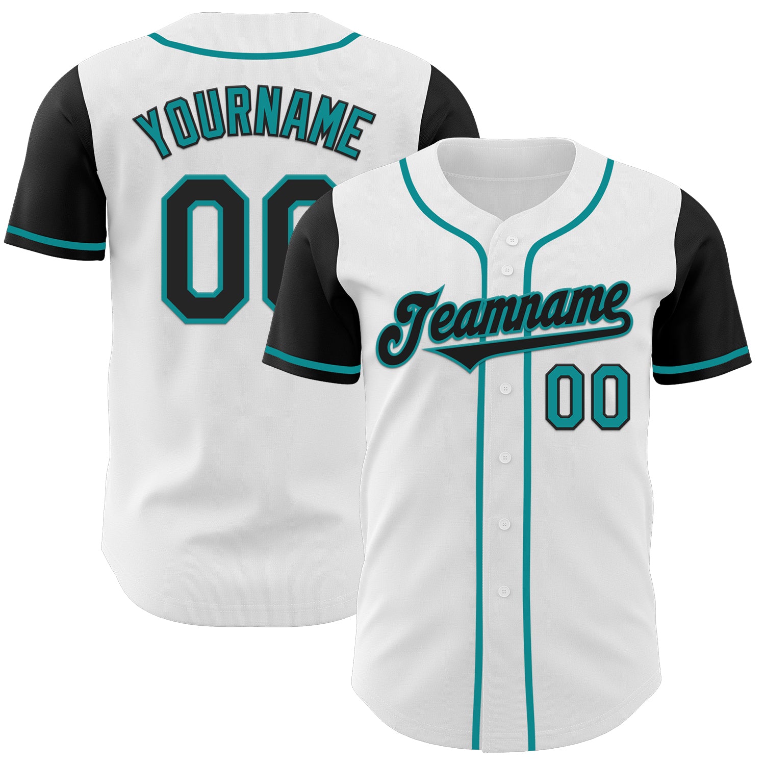 Mckenzieshoponline White Black Teal Two Tone Personalized Baseball Jersey For Fans