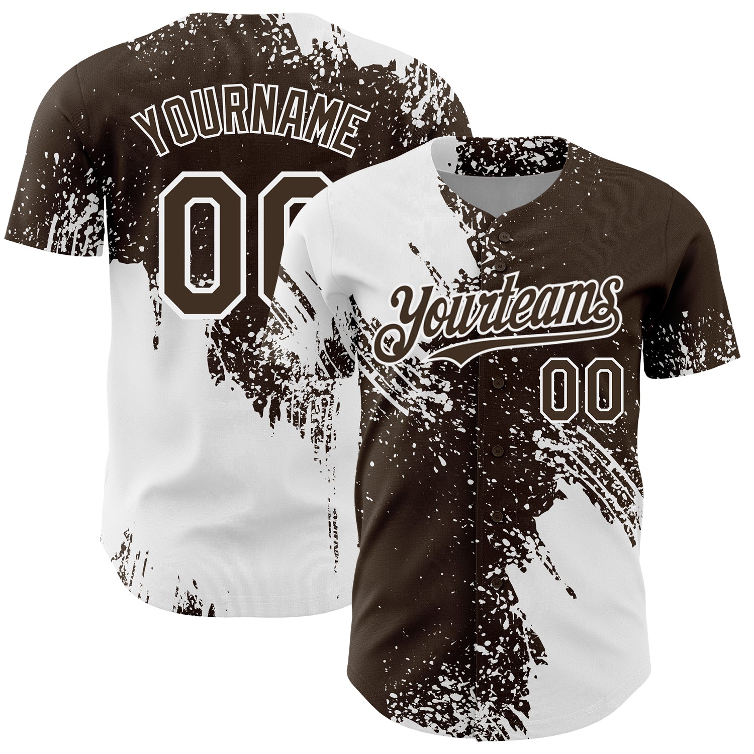 Mckenzieshoponline White Brown 3D Pattern Design Abstract Brush Stroke Personalized Baseball Jersey For Fans