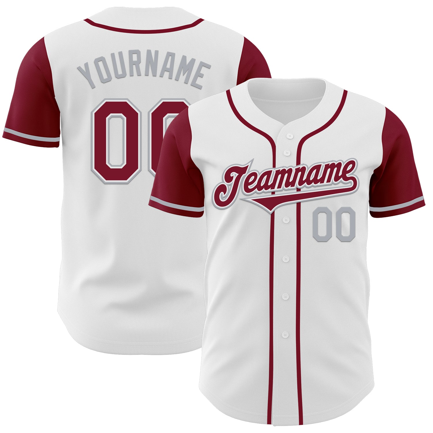 Mckenzieshoponline White Crimson Gray Two Tone Personalized Baseball Jersey For Fans