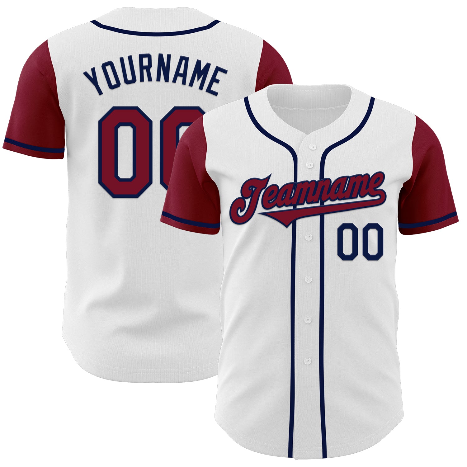 Jerseytrend White Crimson Navy Two Tone Personalized Baseball Jersey For Fans