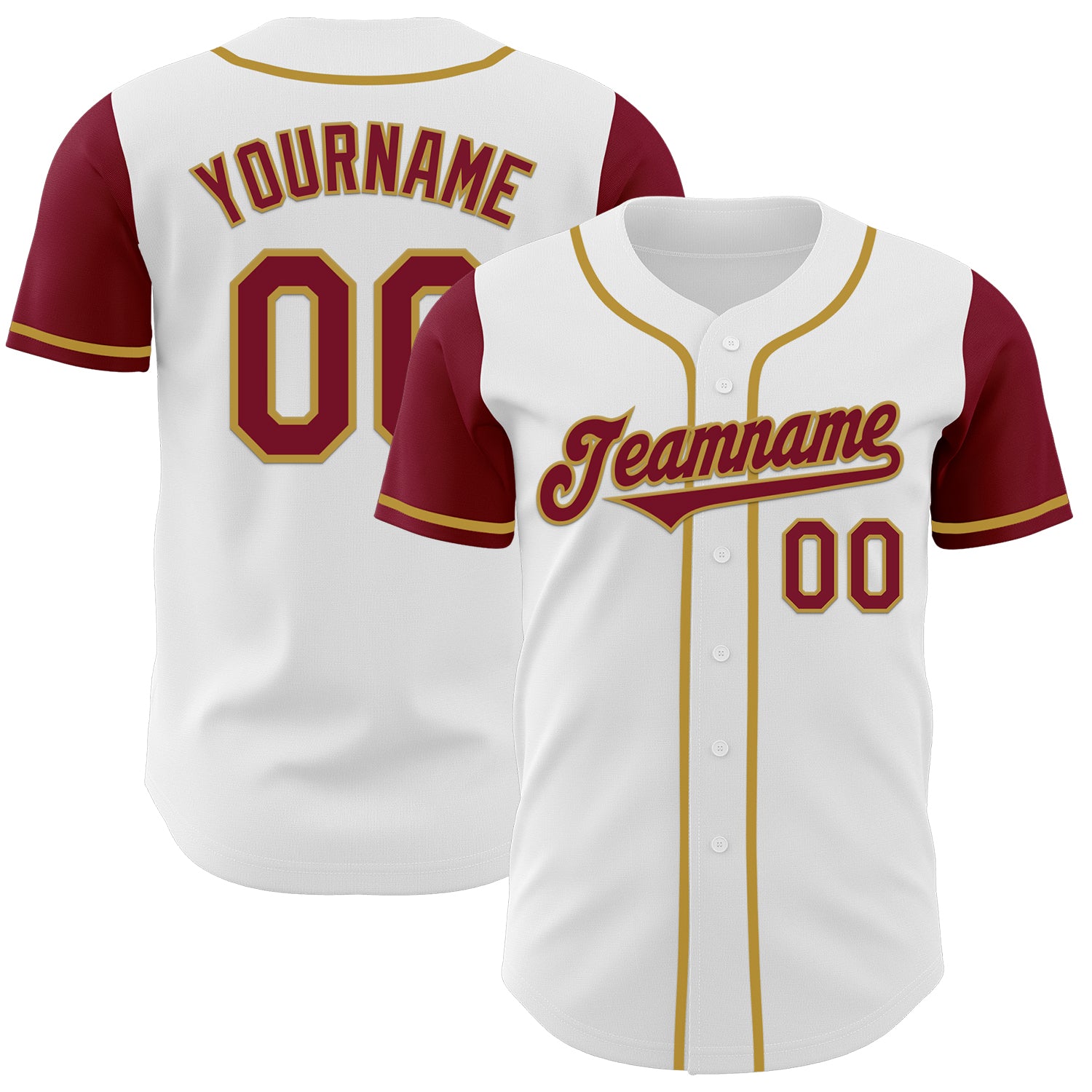 Jerseytrend White Crimson Old Gold Two Tone Personalized Baseball Jersey For Fans