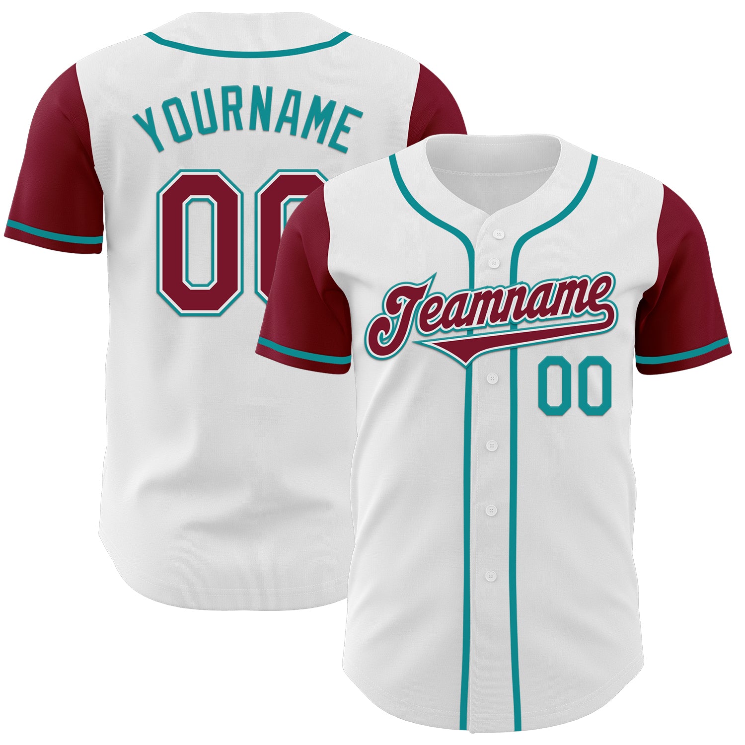 Mckenzieshoponline White Crimson Teal Two Tone Personalized Baseball Jersey For Fans