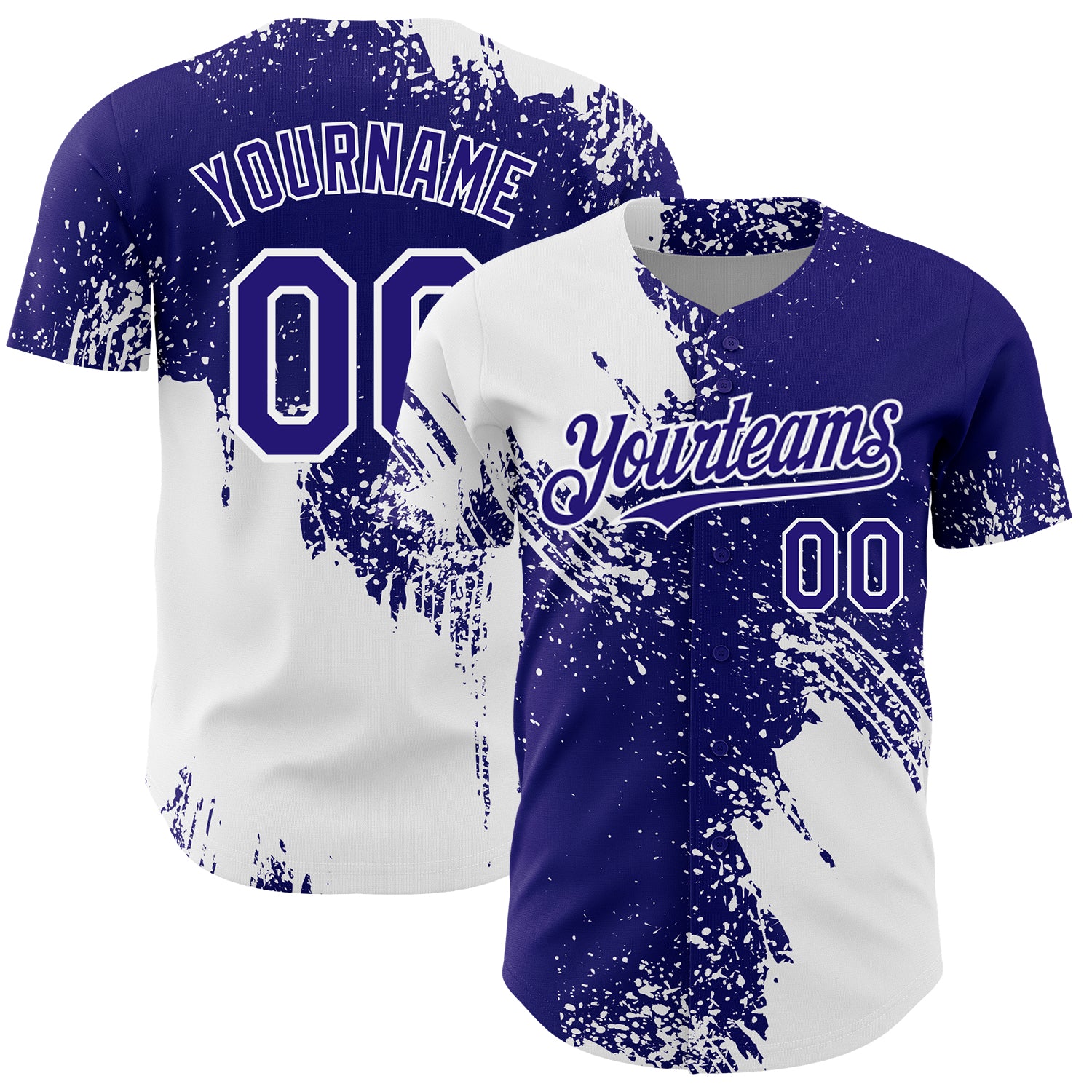 Mckenzieshoponline White Dark Purple 3D Pattern Design Abstract Brush Stroke Personalized Baseball Jersey For Fans
